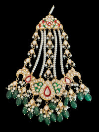 Deccan Jewelry BR466 Subah high-quality Meena bridal set with intricate gold and gemstone details, ready-to-ship.