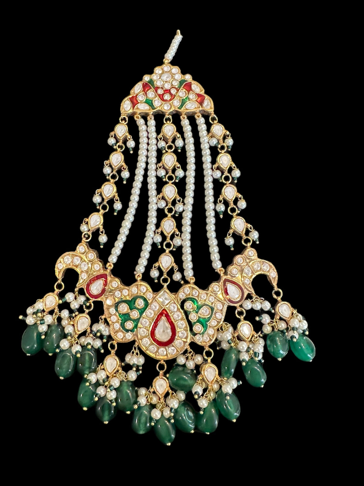 Deccan Jewelry BR466 Subah high quality Meena bridal set with intricate gold and colorful gemstone details, ready to ship.