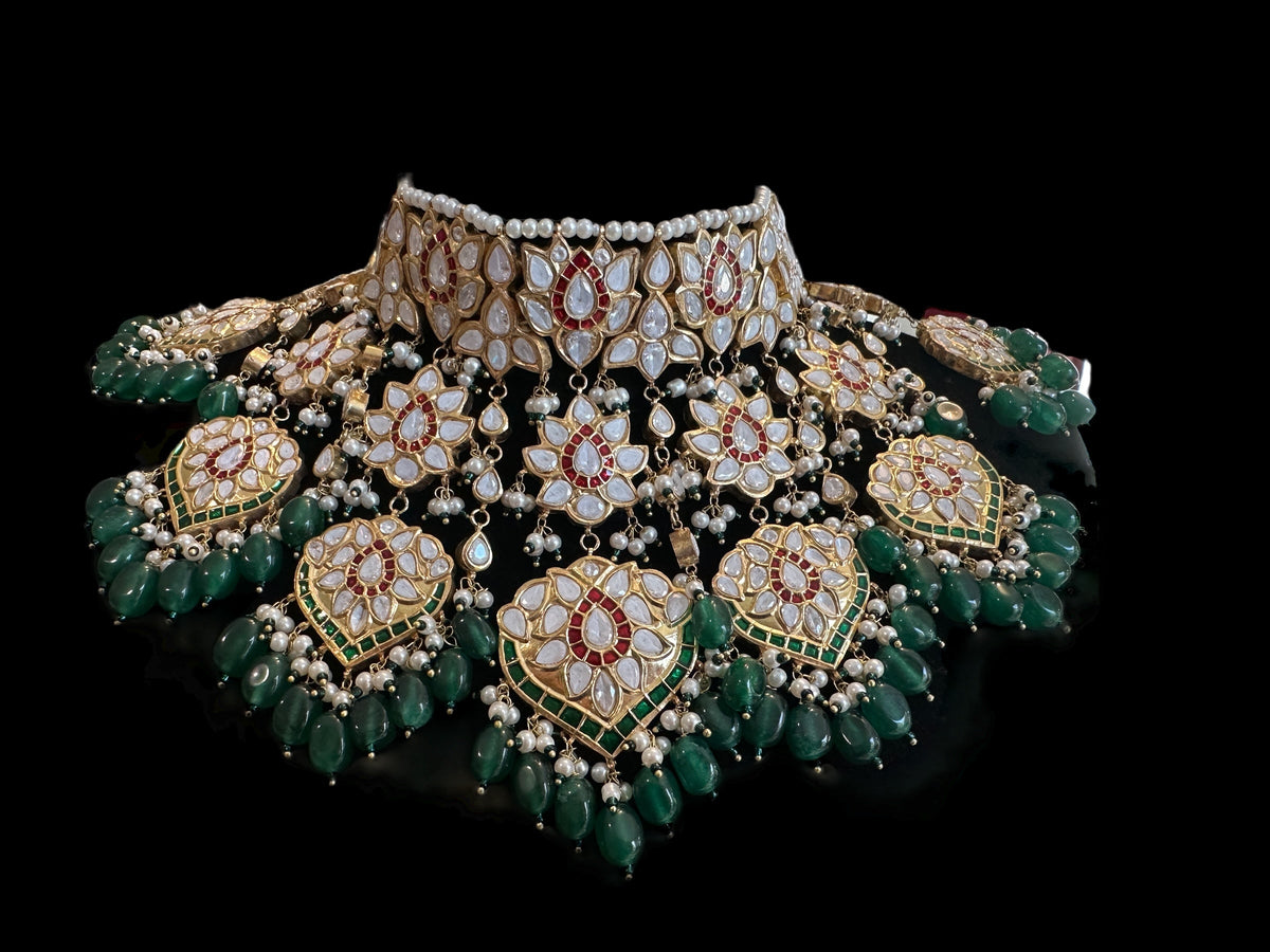 Deccan Jewelry BR466 Subah high quality Meena bridal set with intricate gold and gemstone detailing, ready to ship.