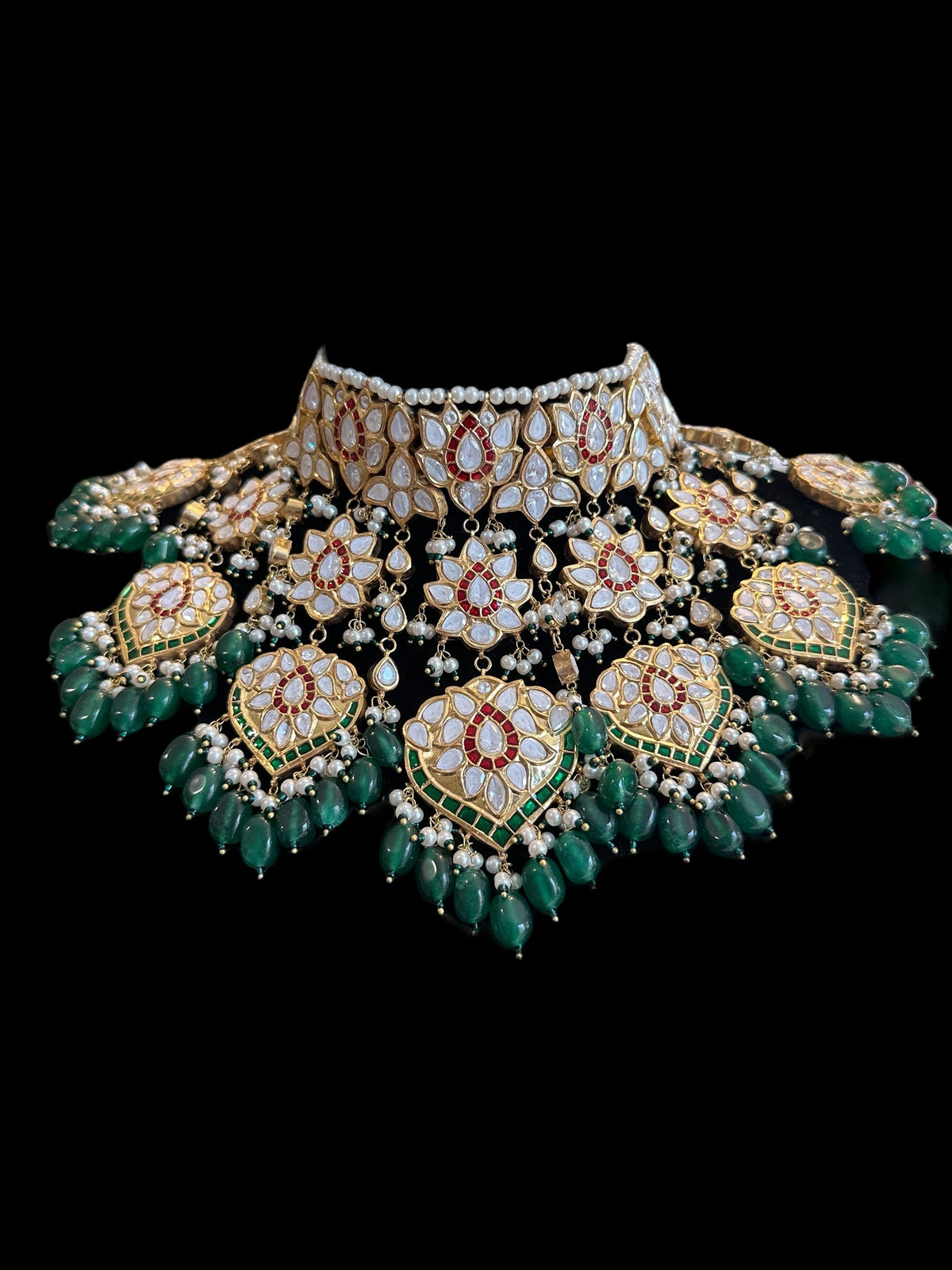 Deccan Jewelry BR466 Subah high-quality Meena bridal set with intricate gold and gemstone detailing, ready to ship.