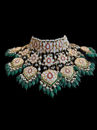Deccan Jewelry BR466 Subah high-quality Meena bridal set with intricate gold and gemstone detailing, ready to ship.