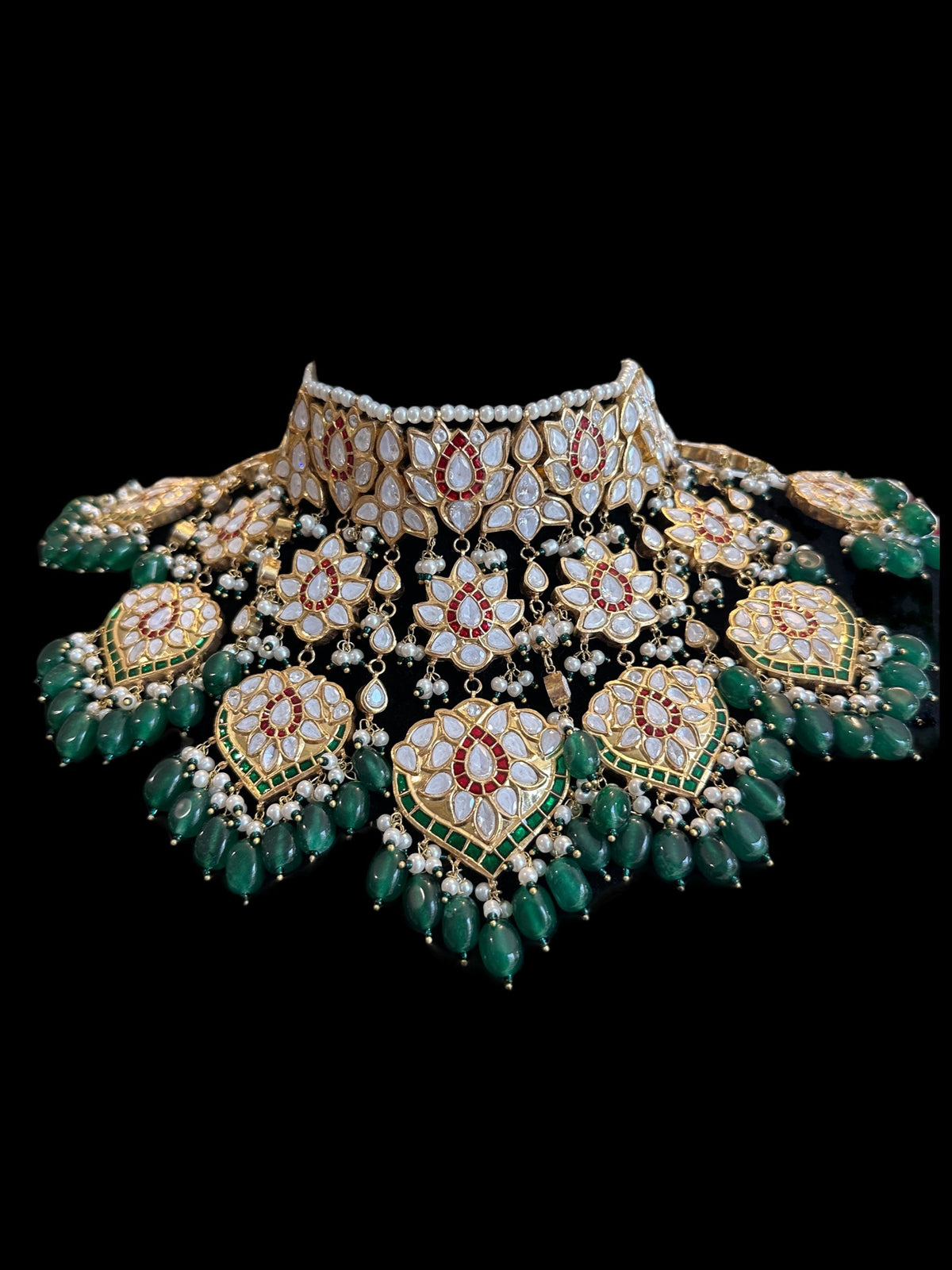 Deccan Jewelry BR466 Subah high-quality Meena bridal set with intricate gold and gemstone details, ready to ship.