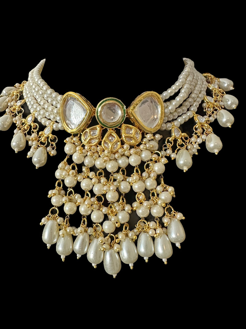 Deccan Jewelry BR499 Nudar bridal set with kundan and pearl detailing, traditional Indian wedding jewelry design.