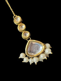 Deccan Jewelry BR499 Nudar bridal set featuring kundan and pearl embellishments, displayed on a white background.
