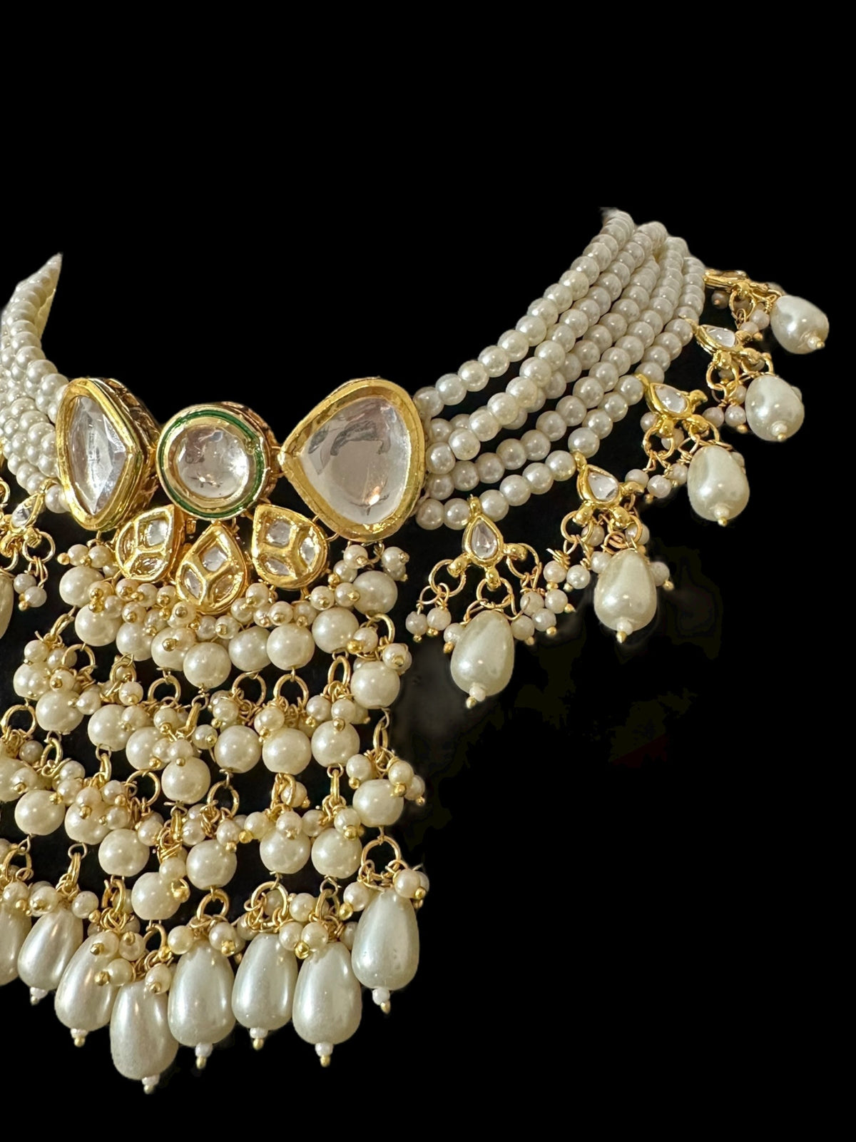 Deccan Jewelry BR499 Nudar bridal set with kundan and pearls, featuring intricate traditional jewelry design for special occasions.