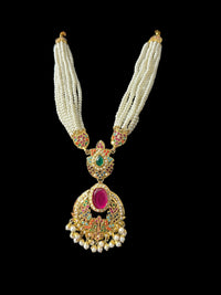 Deccan Jewelry Navratan Jadau necklace set with matching dangler earrings, intricate traditional design, ready to ship.
