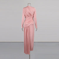 Diagonal Ruched Maxi Dress(MS467)