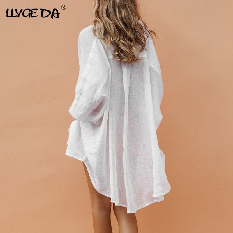 Doba women's solid cotton linen blouse with short sleeves, casual summer shirt featuring a high-low front and back design.