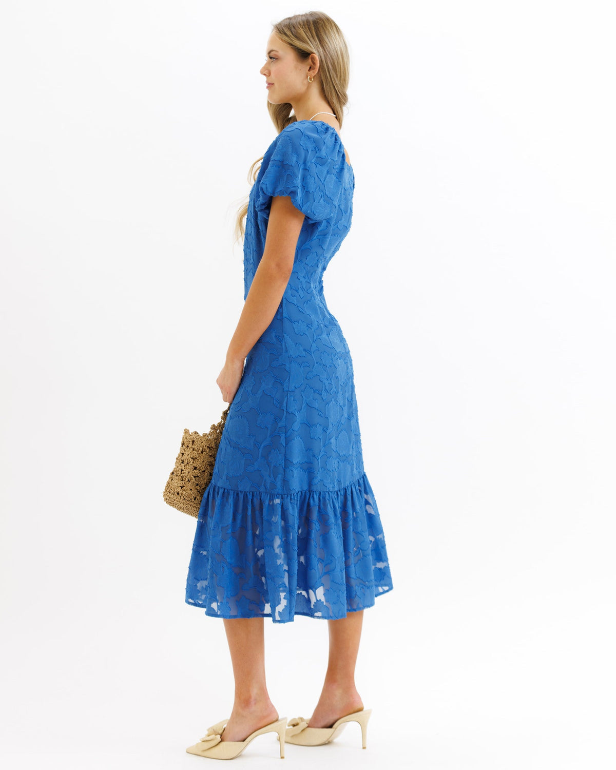 Bright cobalt Downeast Perennial Dress in size XS with a flowy, casual design perfect for warm weather.