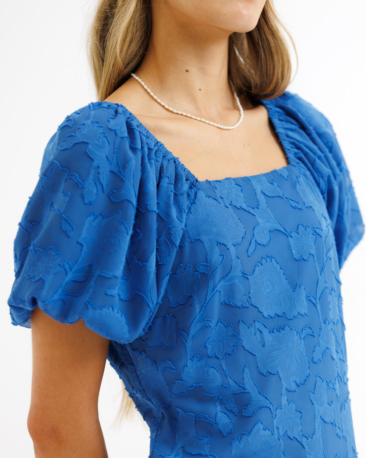 Bright cobalt Downeast Perennial Dress in XS style, featuring a flowy design and lightweight fabric for casual or summer wear.