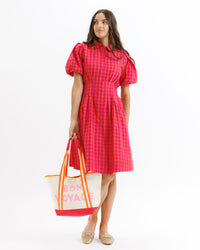 Downeast Out Of Office dress, stylish casual dress with floral pattern, short sleeves, and a relaxed fit.