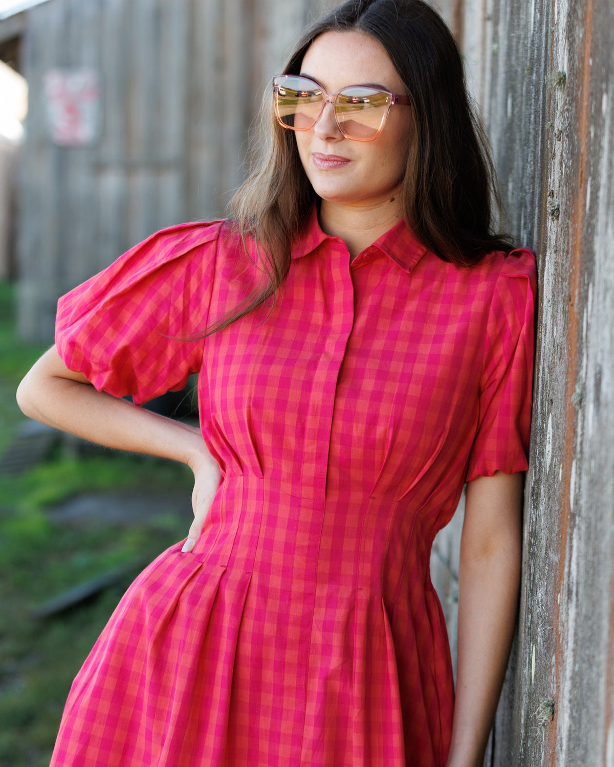 Downeast Out Of Office Dress in floral print, sleeveless design with a flowy silhouette, perfect for summer or casual wear.