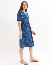Downeast Obsessed Dress in floral denim, lightweight dress with a relaxed fit, XS size, featuring a casual, trendy design.