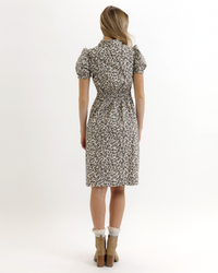 Downeast Brunch Date Dress in Moonbeam Animal print, casual dress with relaxed fit, perfect for daytime outings.