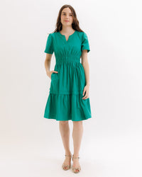 Downeast Icon Demi Dress in a stylish, flowy design with short sleeves and a flattering silhouette, perfect for casual or dressy occasions.