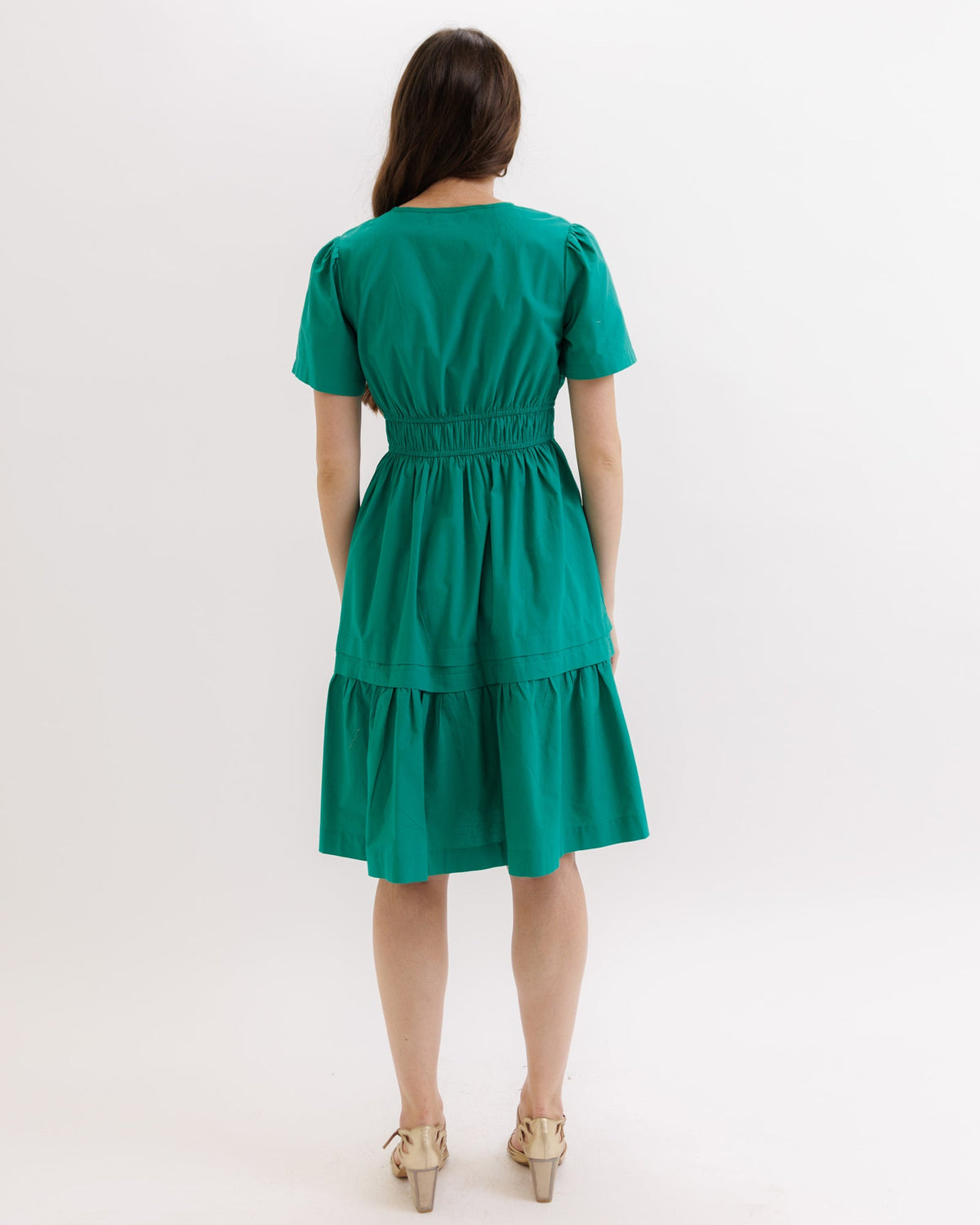 Downeast Icon Demi Dress in lightweight fabric with a relaxed fit, featuring short sleeves and a scoop neckline.