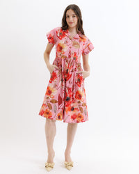 Downeast Flourish Dress in floral print, lightweight fabric, romantic style, XS size, perfect for casual or dressy occasions.