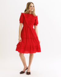 Red Downeast Be Mine Dress in XS, featuring a stylish sleeveless design and a flattering fit, perfect for casual or semi-formal occasions.