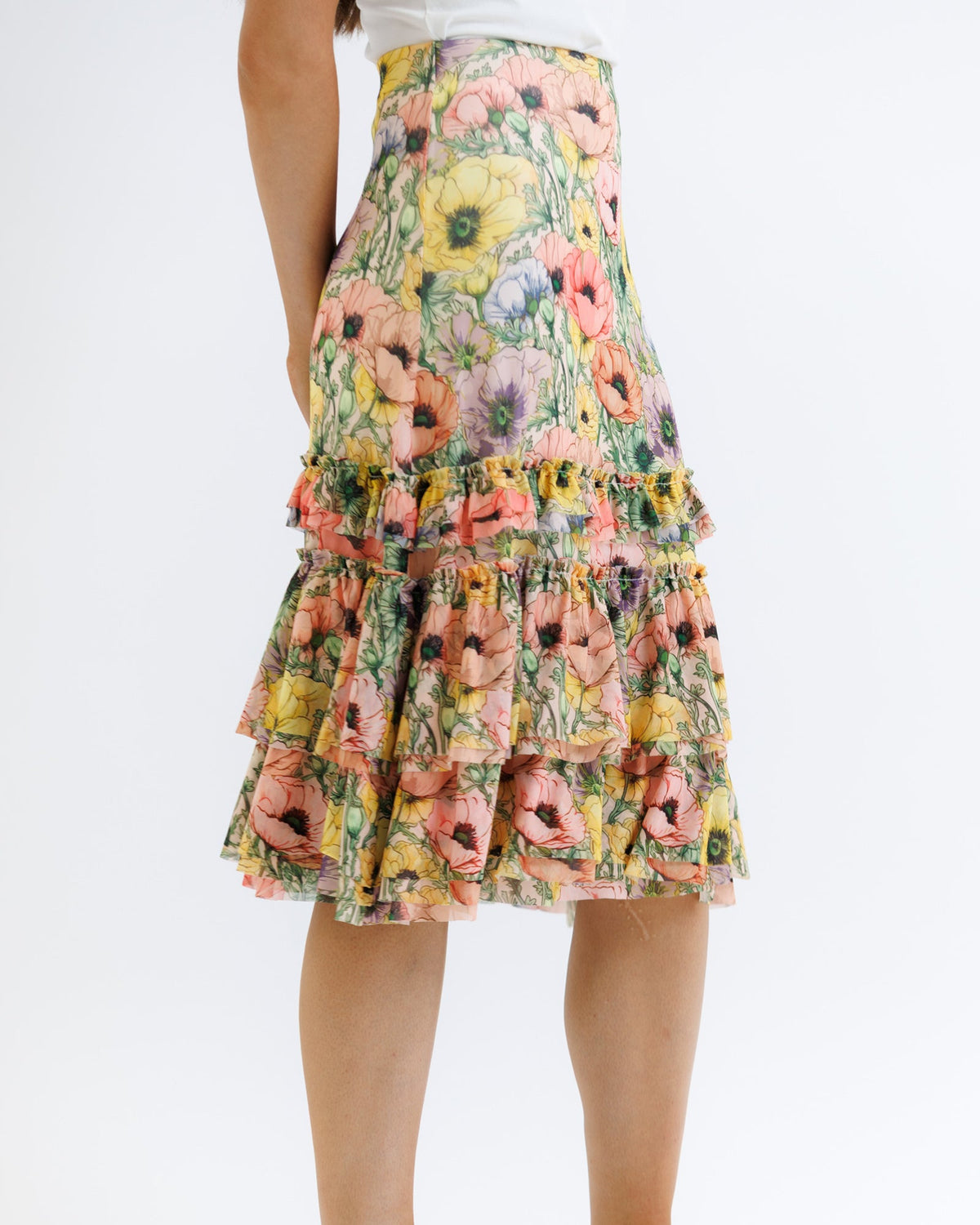 Downeast Femme & Floral skirt featuring a flowy design with vibrant floral patterns and a comfortable fit.