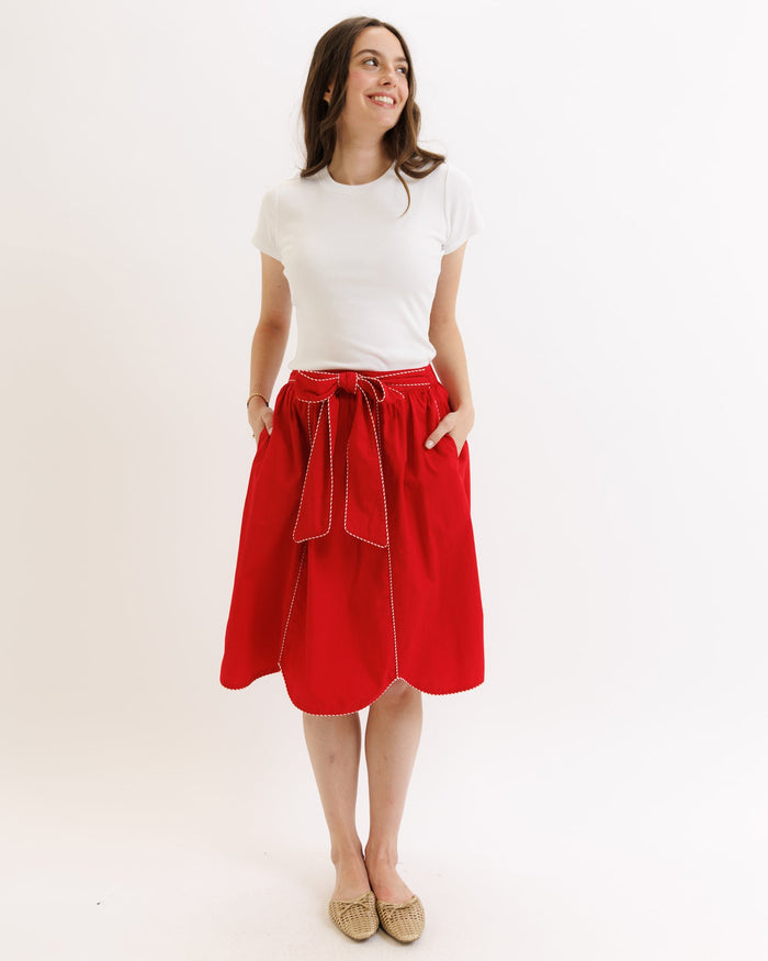 Downeast Madrid skirt in soft fabric, featuring a stylish knee-length design and subtle print, perfect for casual wear.