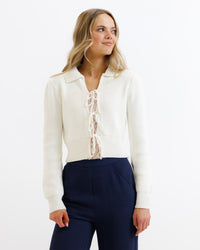 Ivory Downeast Cute Cardi sweater with a cozy, stylish design, featuring a soft knit texture and a relaxed fit.