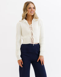 Ivory Downeast Cute Cardi sweater with a cozy, stylish design, perfect for casual wear and layering.
