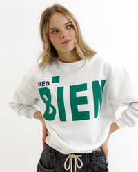 Bright white Downeast The Extra Crew sweater in XS, featuring a soft knit fabric and classic crew neckline.
