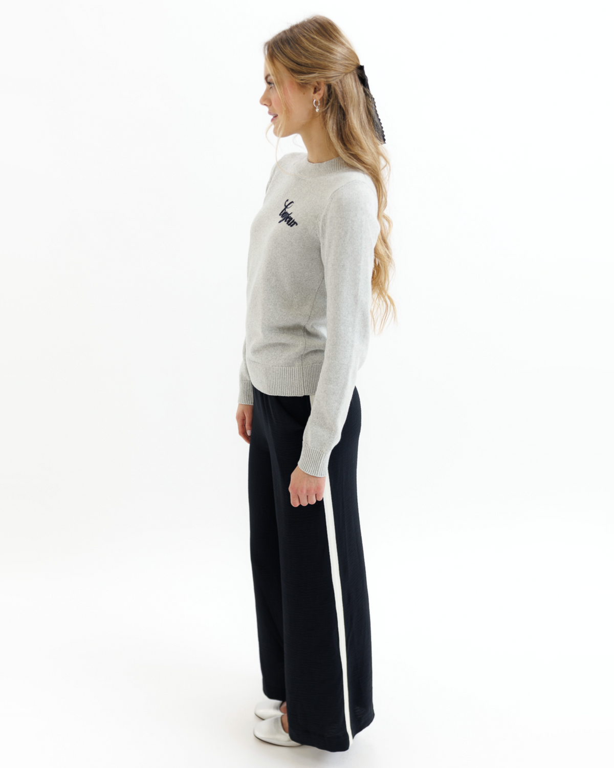 Downeast Statement Sweater in quiet gray, cozy knit sweater with a relaxed fit, perfect for casual wear.