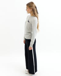 Downeast Statement Sweater in quiet gray, cozy knit sweater with a relaxed fit, perfect for casual wear.