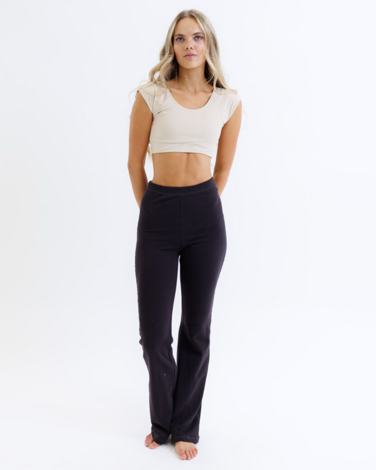 Black Downeast Contour Demi Tee, XS size, shown flat with soft fabric and fitted silhouette, casual t-shirt for everyday wear.