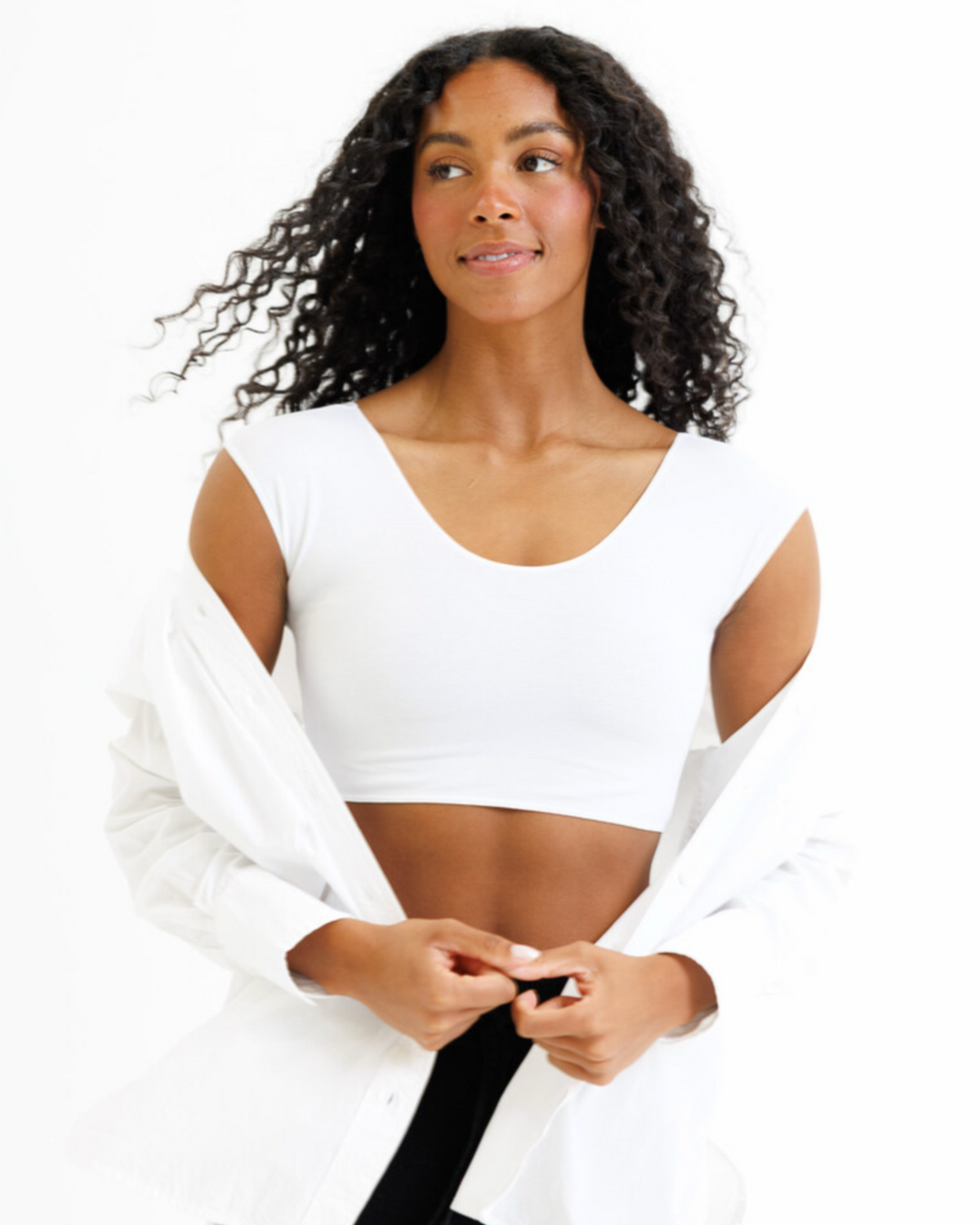 White Downeast Demi Tee for women, lightweight cotton t-shirt with a relaxed fit and short sleeves.