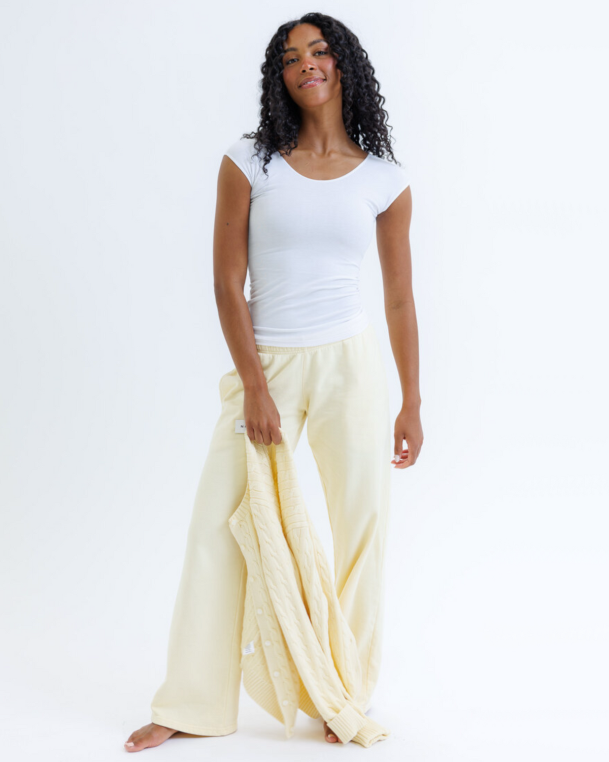 White Downeast Essential Tee in size XS, soft cotton fabric, classic crew neck, and simple design for everyday wear.