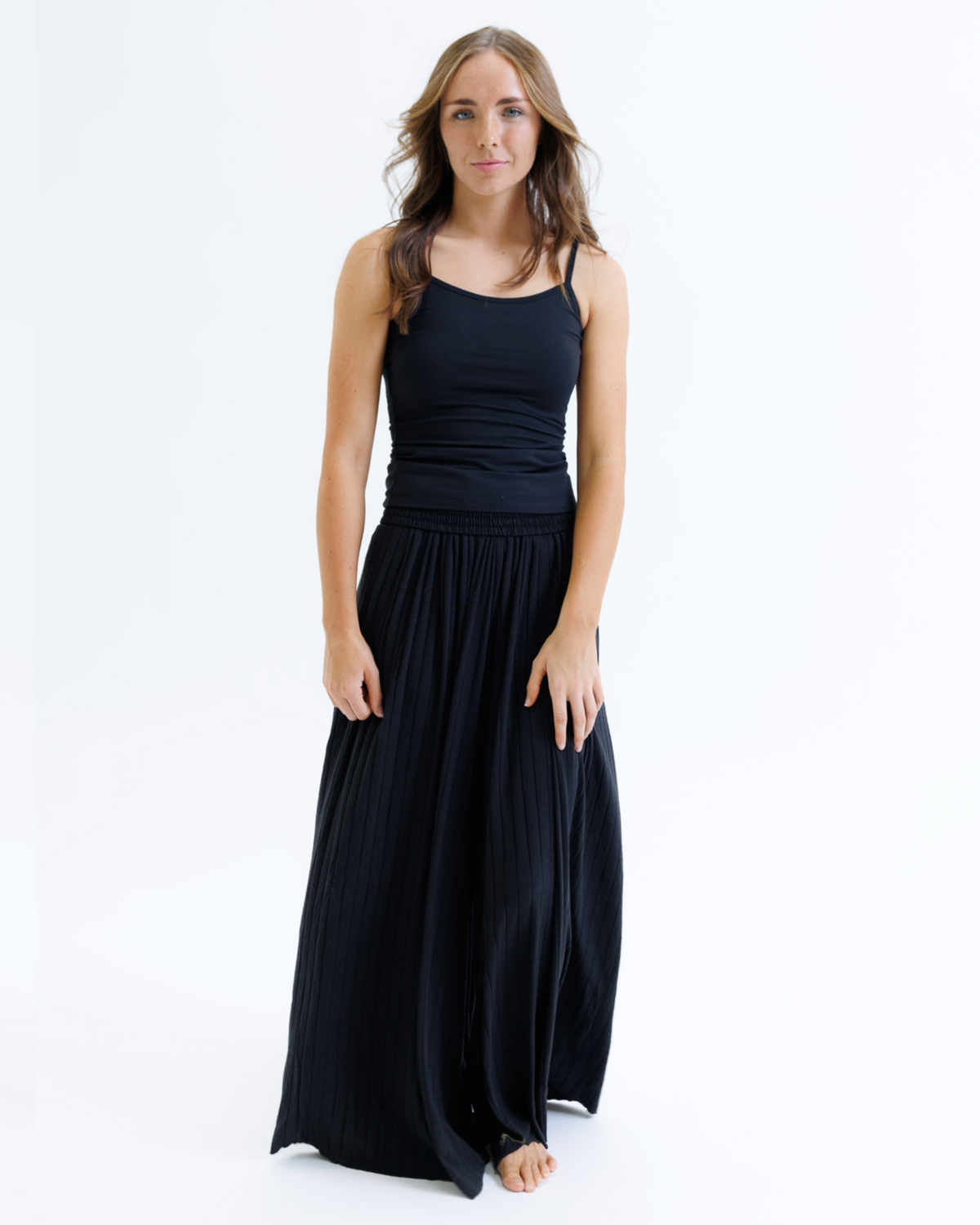 White Downeast Wonder Cami T-shirt, XS size, soft fabric, close-up of neckline and fabric texture