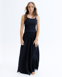 White Downeast Wonder Cami T-shirt, XS size, soft fabric, close-up of neckline and fabric texture
