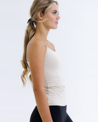 White Downeast Wonder Cami T-shirt, XS size, showcases soft cotton fabric and a relaxed fit, perfect for casual wear.