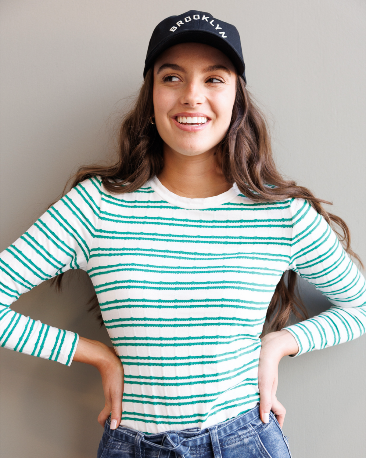 Downeast Superstition long sleeve top in berry ditsy print, featuring a comfortable fit and stylish design.