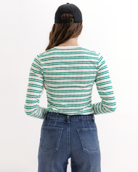 Downeast Superstition Long Sleeve Top in berry Ditsy print, casual women's tops with long sleeves and a relaxed fit.