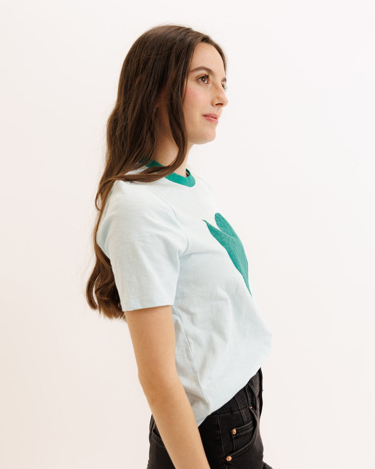 Downeast Heart To Heart Tee, casual women's top with a heart graphic, soft fabric, and comfortable fit.