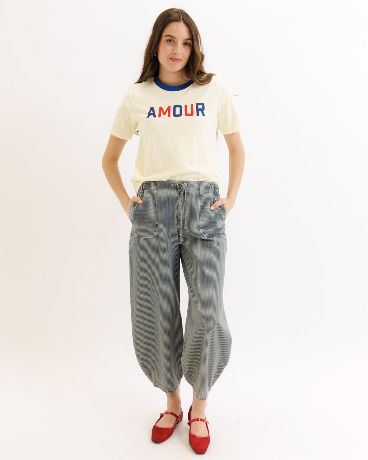 Downeast We Love It Tee in lemon icing color, XS size, casual top with a soft fabric and relaxed fit.