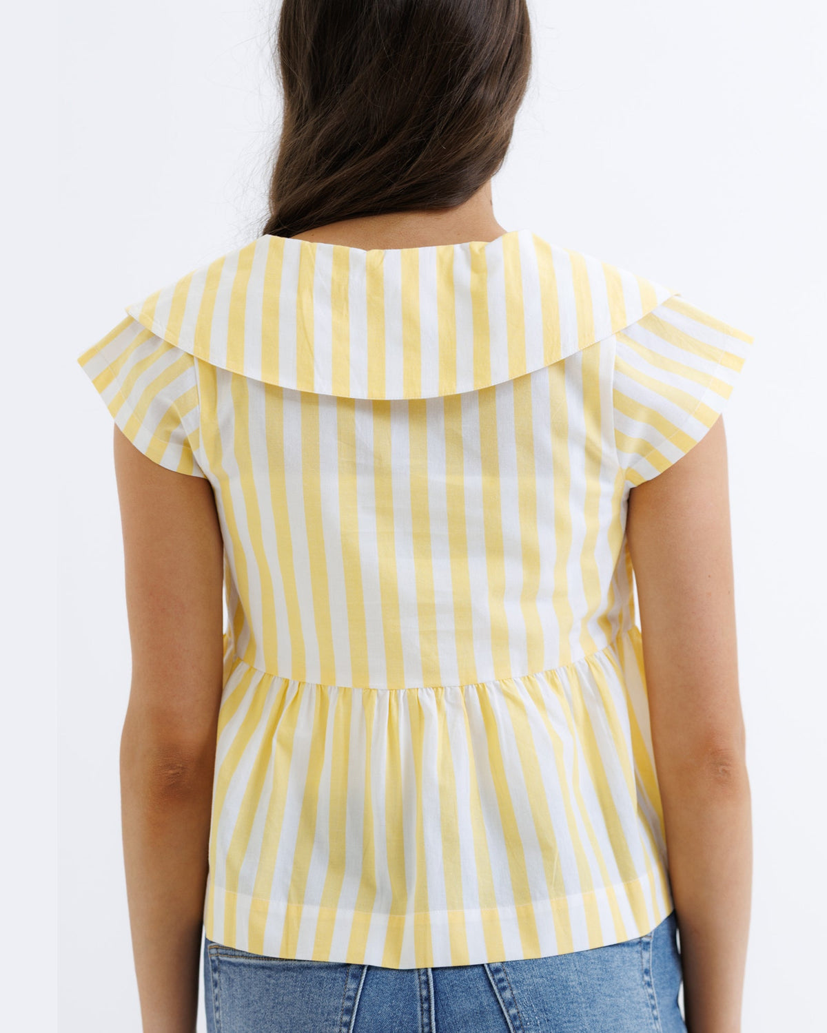 Downeast Sunshine Stripe Top for women, featuring bright horizontal stripes and a casual fit, ideal for everyday wear.