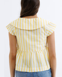 Downeast Sunshine Stripe Top for women, featuring bright horizontal stripes and a casual fit, ideal for everyday wear.