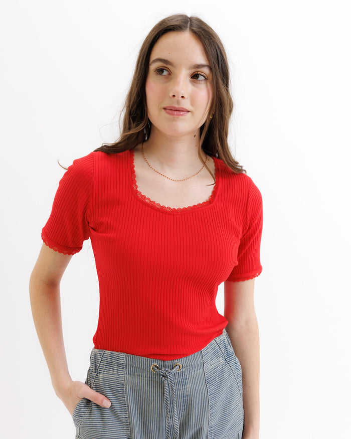 Downeast Cameo Tee, casual women's top in soft fabric with a relaxed fit, displayed on a neutral background.