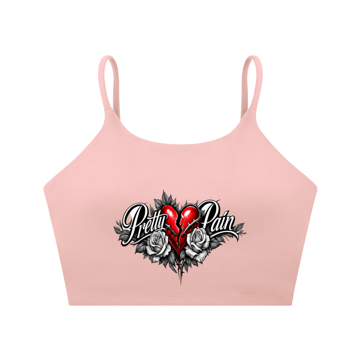 PRETTY PAIN Spaghetti Strap Yoga Sports Bra