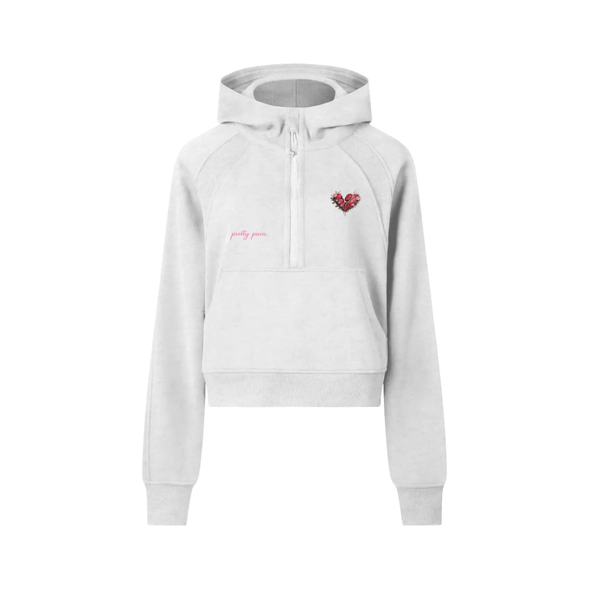 Women Cropped PRETTY PAIN Half-Zip Hoodie