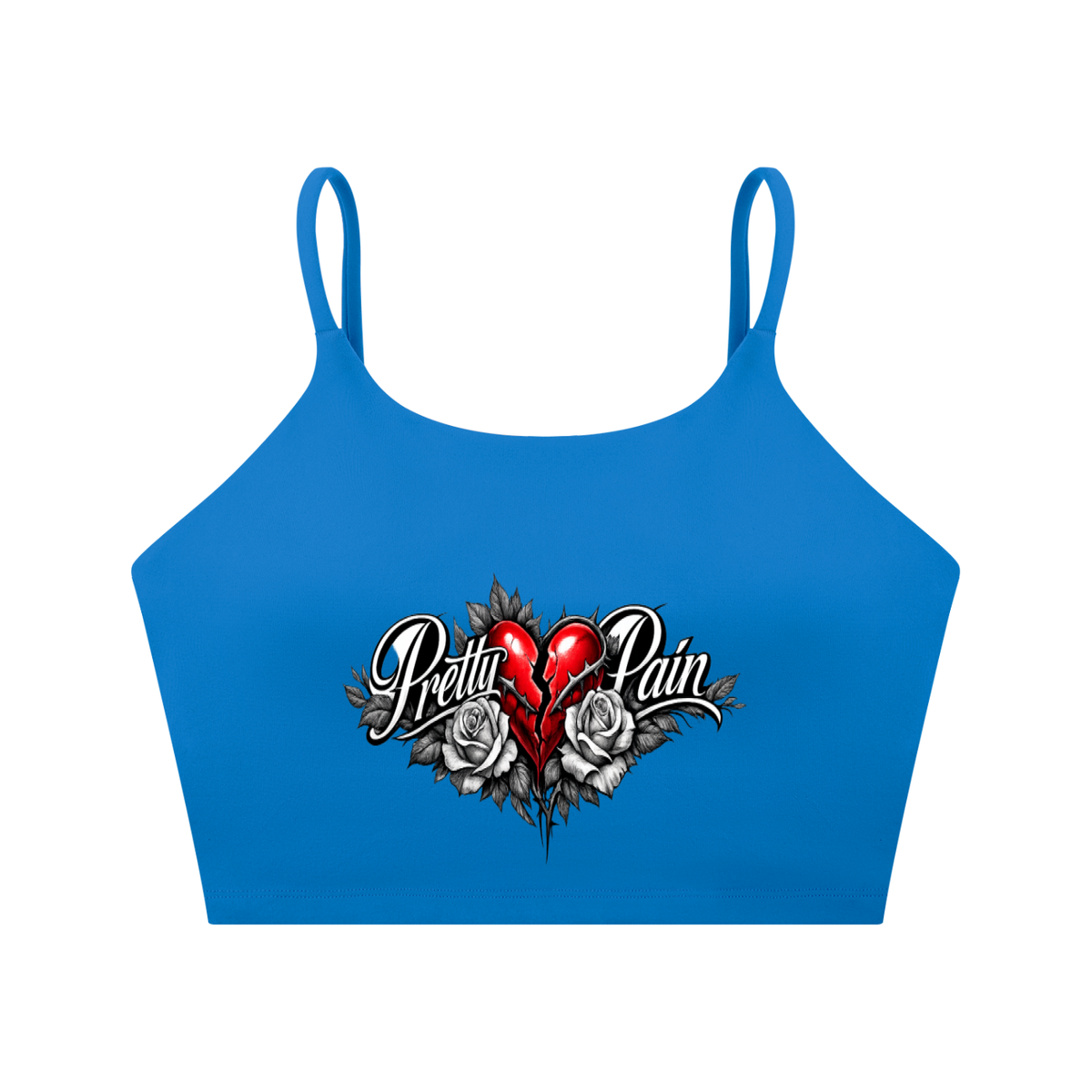 PRETTY PAIN Spaghetti Strap Yoga Sports Bra