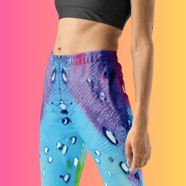 Vibrant women's Festie Joggers by Lornea for music festivals, eco-friendly, colorful, comfortable joggers for festival wear