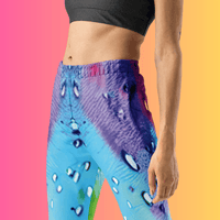 Vibrant women's Festie Joggers by Lornea for music festivals, eco-friendly, colorful, comfortable joggers for festival wear