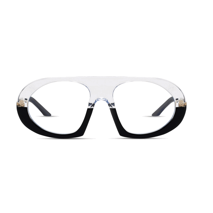 Black Saint Marc sunglasses by Exclusive Eyes Inc. with clear lenses, stylish and modern eyewear for everyday wear.