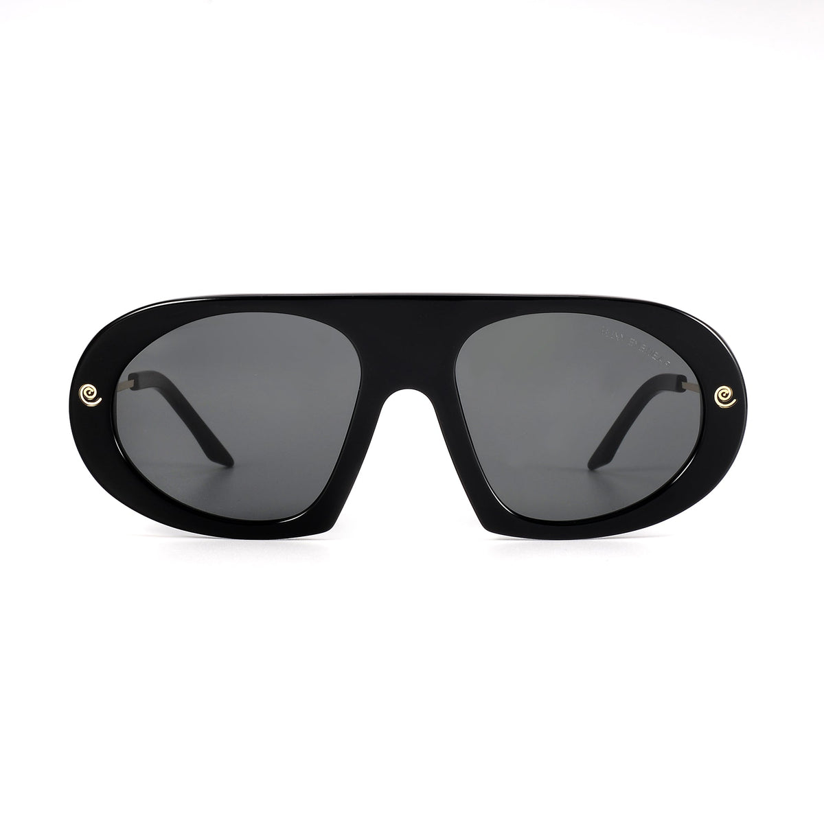 Black Saint Marc sunglasses by Exclusive Eyes Inc with clear lenses, stylish and sleek eyewear for modern fashion.