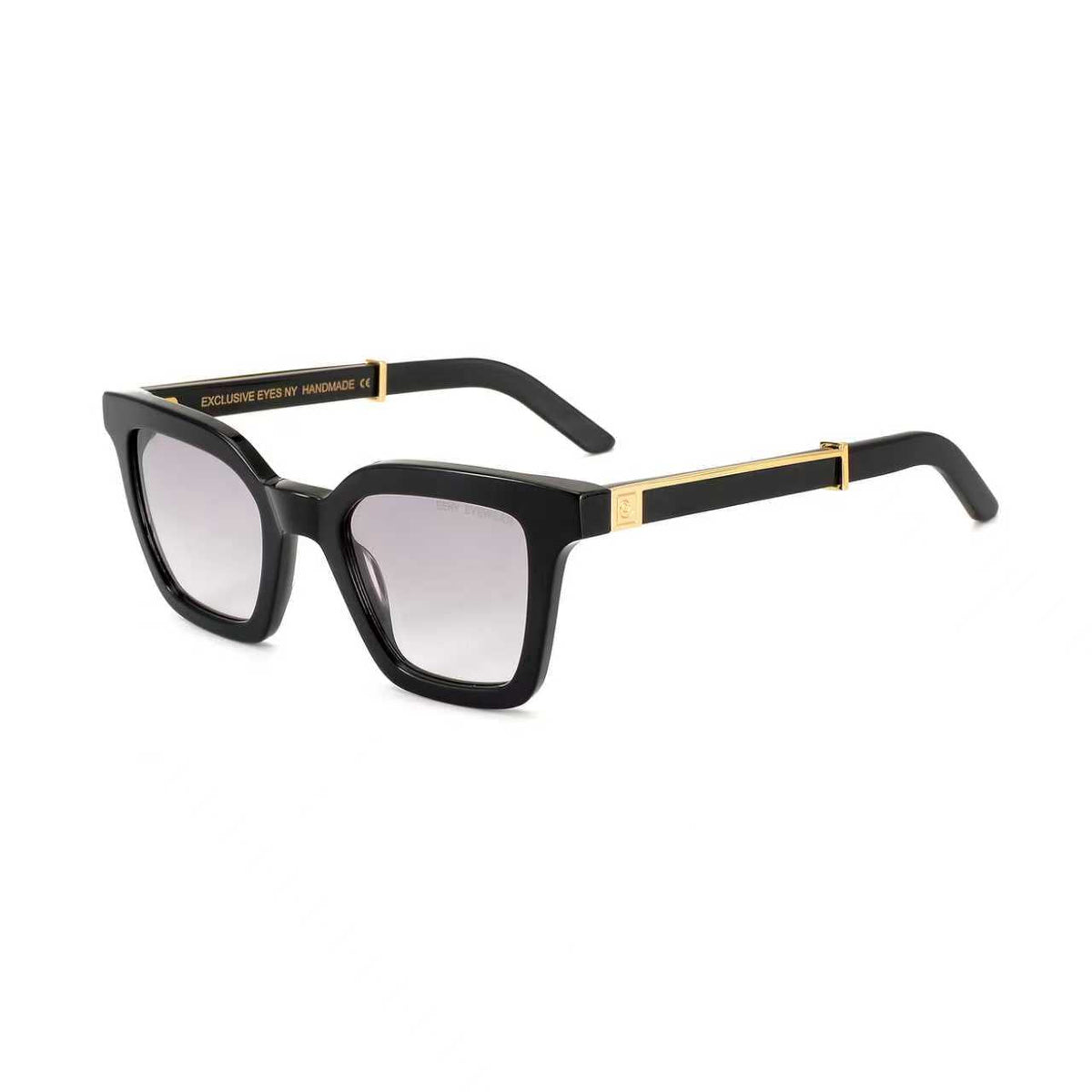 Black Master Flash sunglasses with blue light lenses by Exclusive Eyes Inc, featuring sleek design and tinted blue lenses.